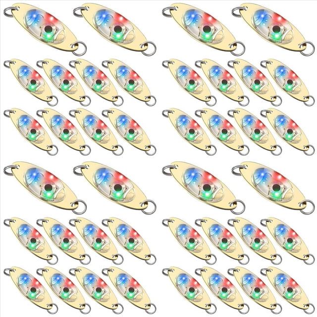 40 Piezas Señuelos de Pesca LED, Cucharas de Pesca, Intermitente Subacuático, Bajo, Halibut, Intermitente, Luz de Pesca de Gota Profunda