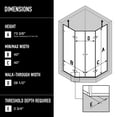 thumbnail image 3 of VIGO Gemini 42 in. L x 42 in. W x 77 in. H Frameless Hinged Neo-angle Shower Enclosure Kit in Chrome with 3/8 in. Clear Glass, 3 of 12