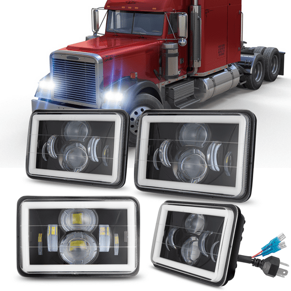 For Freightliner Classic 2001-2011 XL 2001-2009 LED Headlights 4x6inch H4651 H4656 High Low Beam DRL Sealed Assembly