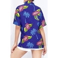 thumbnail image 2 of HAPPY BAY Button Down Shirt for Women Summer Beach Party Blouse Shirt Floral Blouses Short Sleeve Dress Tee Shirts Hawaiian T Shirt for Women L Hibiscus Palm, Royal Blue, 2 of 5