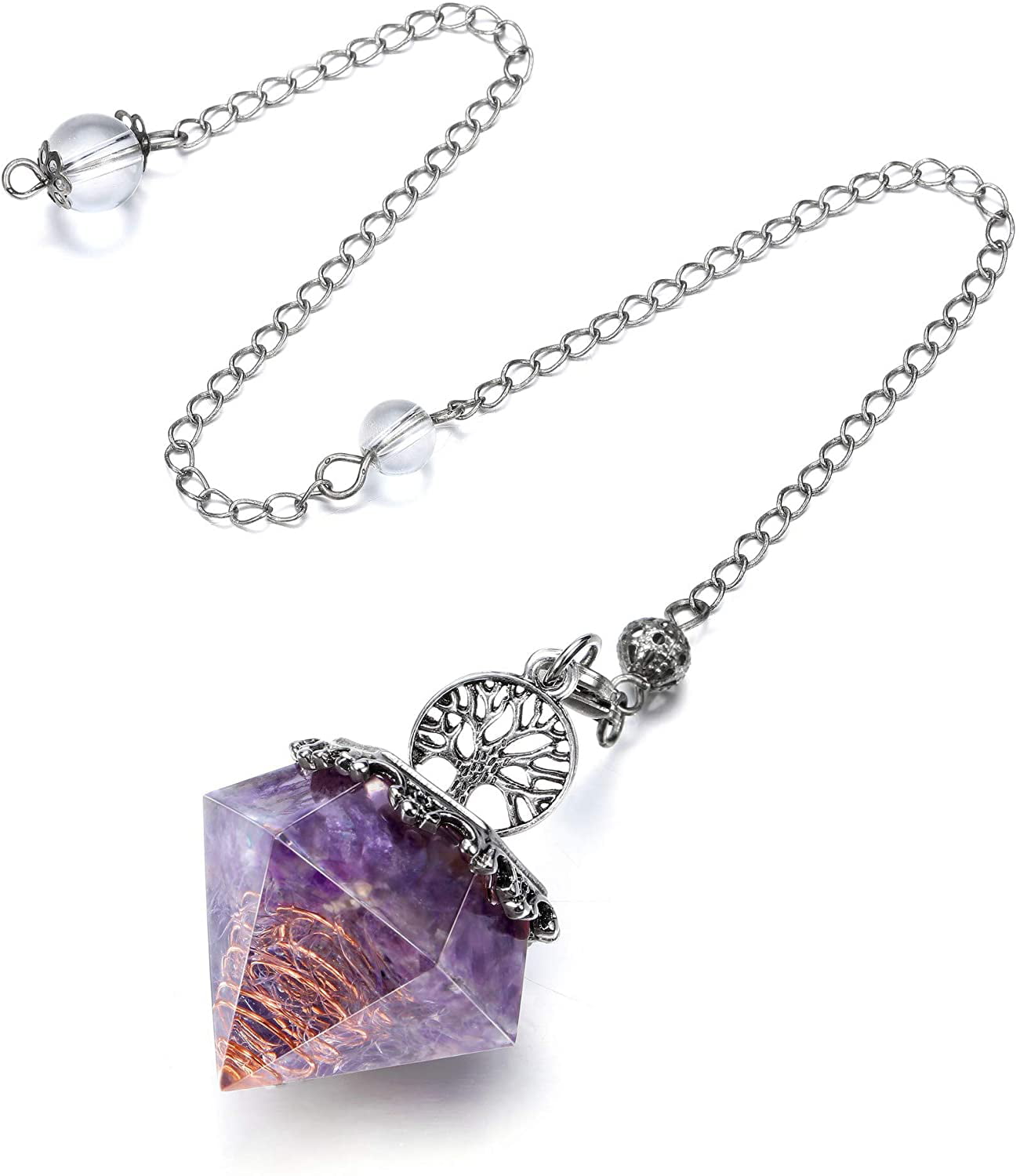 Scrying Healing W Gift bag Amethyst Gemstone Crystal Pendulum Dowsing 