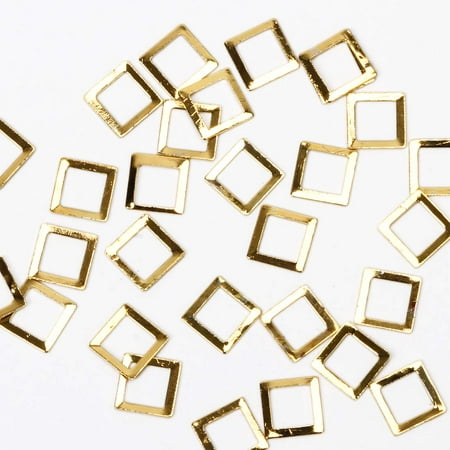 BMC Fashionably Chic 100pc Gold Metal Alloy Square Cut-Out Nail Polish Art Accessory Frame Studs