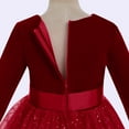 thumbnail image 5 of IBTOM CASTLE Flower Little Girl Tulle V-Neck Velvet Shiny Sequins Bridesmaid Dress for Kids Wedding Dance Party Pageant Communion Princess Gowns 5-6 Years Wine Red, 5 of 8