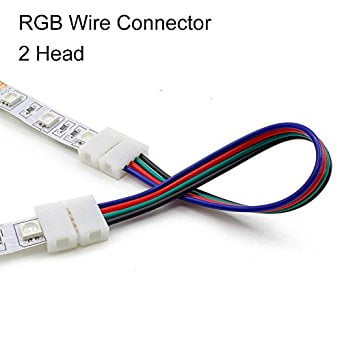 Rgb Input 15 Pin - LED4Everything (TM) 20 pcs 4-PIN RGB 2 Head Wire Connector Adapter For RGB 5050 LED Strip 10mm wide 4-pin flexible PCB connection Light Strip Gapless Multicolor Connector