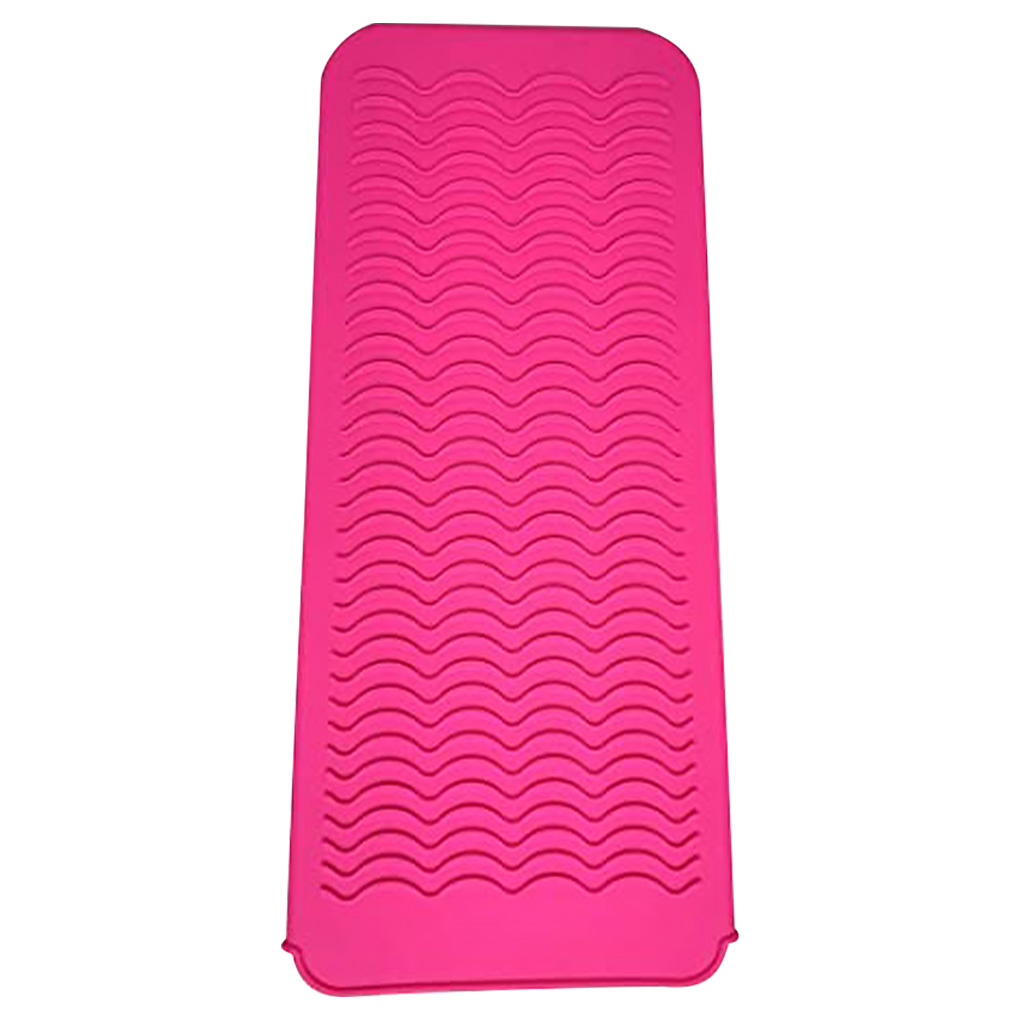 Eotia Curler Silicone Mat Heat Resistant Curling Iron Pouch Hair Straightener Pad Hot Hair Tool, Rose Red, Size: 286x142x9mm