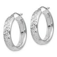 thumbnail image 2 of 925 Sterling Silver Rhodium-plated Diamond Cut 5mm Hoop Earrings; for Adults and Teens; for Women and Men, 2 of 3