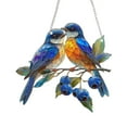 thumbnail image 2 of Blue Bird Stained Glass Suncatcher, Acrylic Window Hanging with Branch Design, 1Pcs Indoor Nature Inspired Acrylic Window Hanging Decor, Window Blue Bird Pendant 7.8x7.3 In, 2 of 7