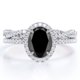 thumbnail image 1 of JeenMata Juego de Novia con Forma de Infinito Retorcido de Diamante Negro Cultivado en Laboratorio de 1,75 Quilates y Moissanita Engastado con Halo Pavé en Baño de Oro Blanco de 18 K sobre Plata, 1 of 6