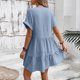 thumbnail image 4 of Vestido de Verano de Manga Corta para las Mujeres Casual V-Cuello Mini Vestido Sólido, Vestido de Fiesta de Manga Corta para la Primavera, 4 of 8