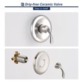 thumbnail image 3 of HOMELODY Shower Faucet System with Brass Valve Spout Tub Shower Faucet System Set Brushed Nickel 6 inch Rainfall Shower Head Mixer Tap Wall Mounted, 3 of 10