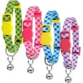 thumbnail image 4 of Azuza Breakaway Plaid Kitten Collar with Bell 4 Pack Quick Release Safe Buckle Cat Collars 4 Colors Checkered Pattern Adjustable from 6"-8", 4 of 7