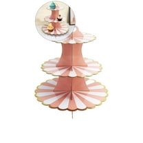 WNFJR Cardboard Cake Stand, 3 Tier Paper Dessert Round Cupcake Holder Tower Disposable Pastry Stand for Birthday, Afternoon Tea,Wedding Party Anniversary