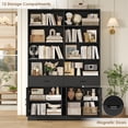 thumbnail image 3 of Hiphuta 78" Tall Double Row Bookcase with Drawers and Doors, Farmhouse Large Bookshelf with Cabinets, 47" Wide Cube Organizer for Home Office Living Room, Black, 3 of 7
