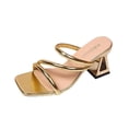 thumbnail image 2 of Samdudou Slide Sandals for Women Strappy Geometric Block Heel Open Toe Square Toe Slip On Mules Summer Dressy Casual Party Wedding Vacation Ladies Modern Footwear, 2 of 9