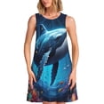 thumbnail image 1 of Balery Colorful Ocean Whale Vestidos de verano para mujer con estampado: vestido holgado sin mangas, vestido playero informal y cómodo para días calurosos., 1 of 7
