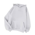 thumbnail image 3 of GERsome 2PCS Women's Hoodies Solid Color Long Sleeve Sweatshirts Drawstring Pullover Tops with Pocket Casual Loose Blouses Tunic（Color：Light Purple/Gray Size：XL）, 3 of 4