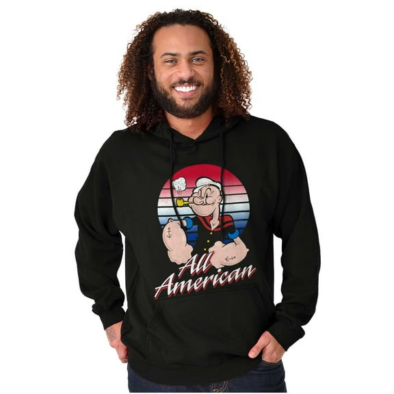 All American Popeye The Sailor Man Unisex Plus Size Hoodie Brisco Brands 3X