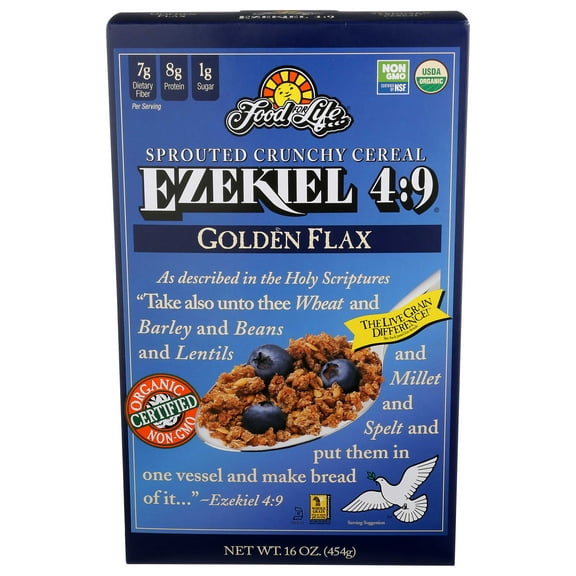 Food For Life Ezekiel 4:9 Organic Sprouted Grain Cereal, Golden Flax, 16-Ounce Boxes (Pack of 6)
