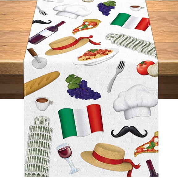 Italy Table Runner Italian Themed Dinner Birthday Party Decoration Red White and Green Dining Room Home Kitchen Island Decor