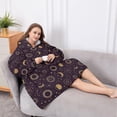 thumbnail image 5 of Oversized Wearable Blanket Hoodie,Dark Purple Sun Moon Star Pattern Sherpa Blanket Hoodie with Super Pockets,Super Warm Fuzzy Pullover for Women & Men, 5 of 6