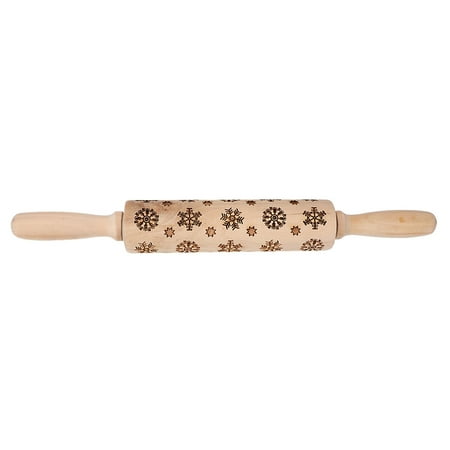

DiMaddie Christmas Engraved Wooden Rolling Pin with Snowflake Pattern for Baking
