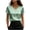 Green, variant on Summer Casual Tops for Women V-Neck Short Sleeve Pearl Embellished Loose Blouse Shirt, Brown L