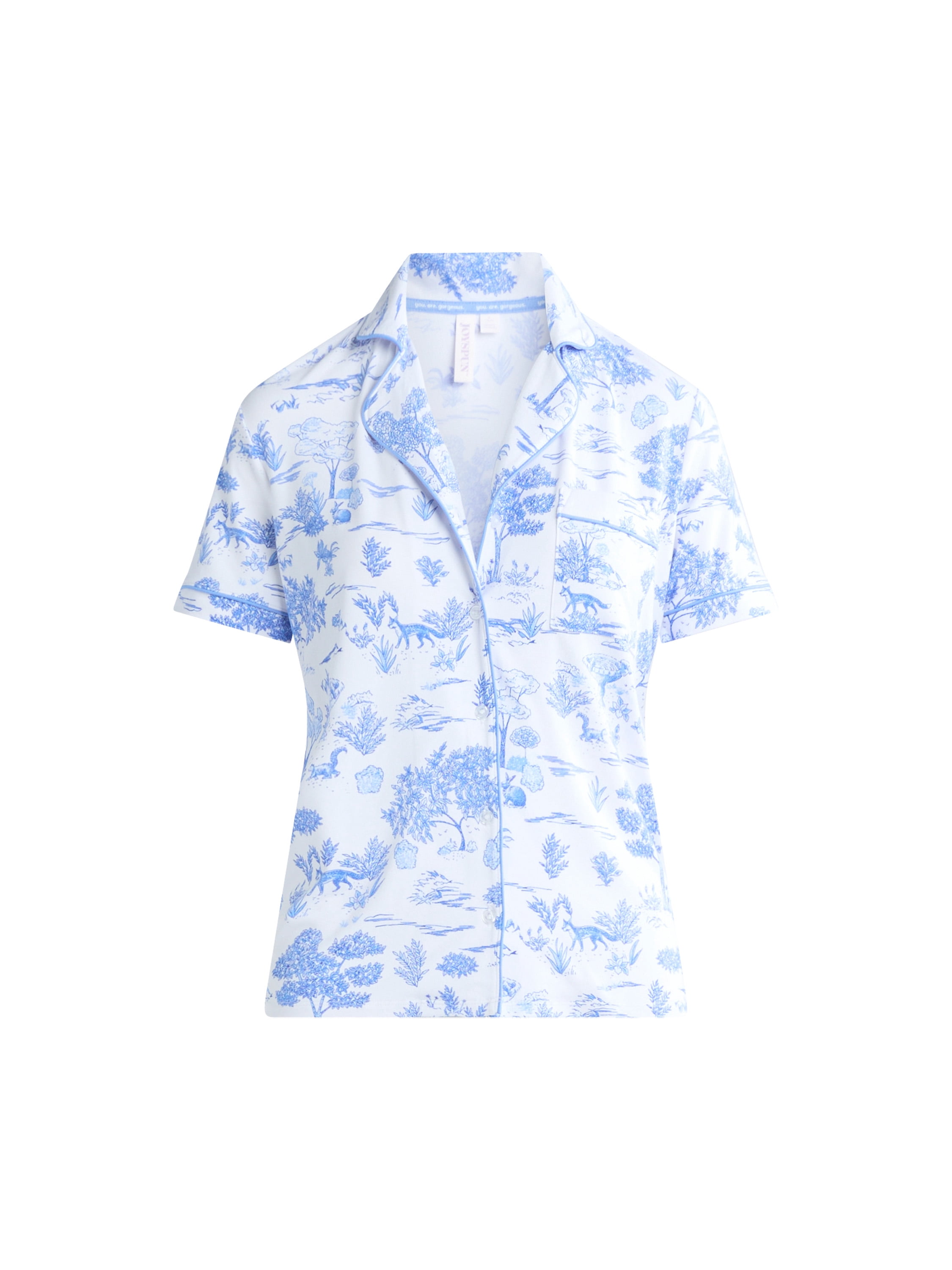 Joyspun Women's Dreamy Soft Collection Notch Collar Short Sleeve Knit Top & Capri Pajama Set, 2-Piece, Sizes XS-3X