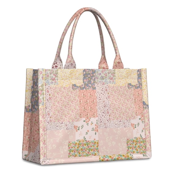 Large Capacity Tote Bag,Pioneer Flower Floral Print Pattern Handbag Fashion Luxury Tote Bag,15.7"x13"x 5.1" Inches,Laptop Compatible