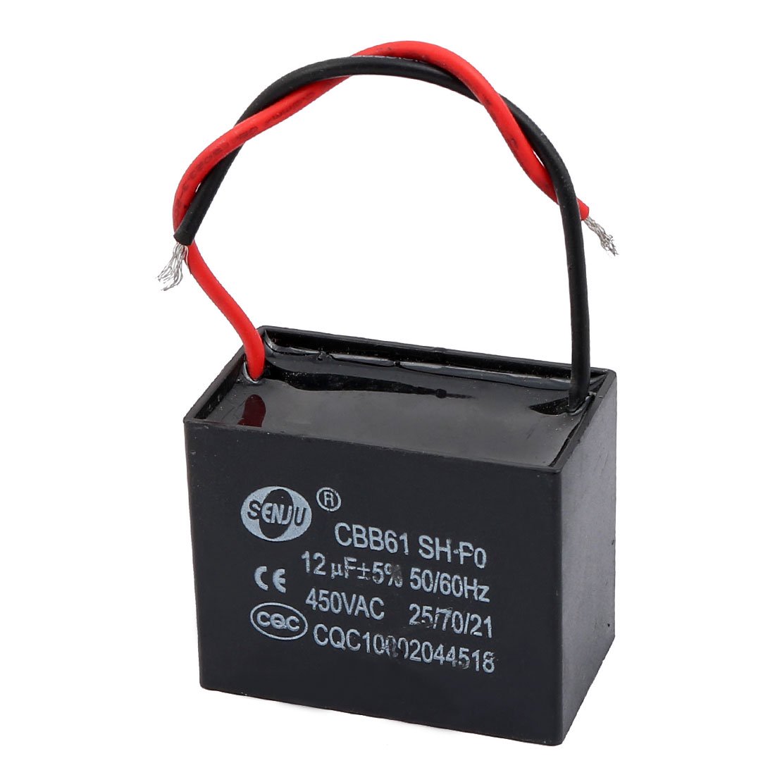 Cbb61 Ac450v 12uf 2 Wire Rectangle Metallized Ceiling Fan Motor