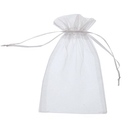 White SumDirect 50Pcs 4x6 inches Sheer Organza Bags Jewelry Drawstring Pouches Wedding Party Christmas Favor Gift Bags 