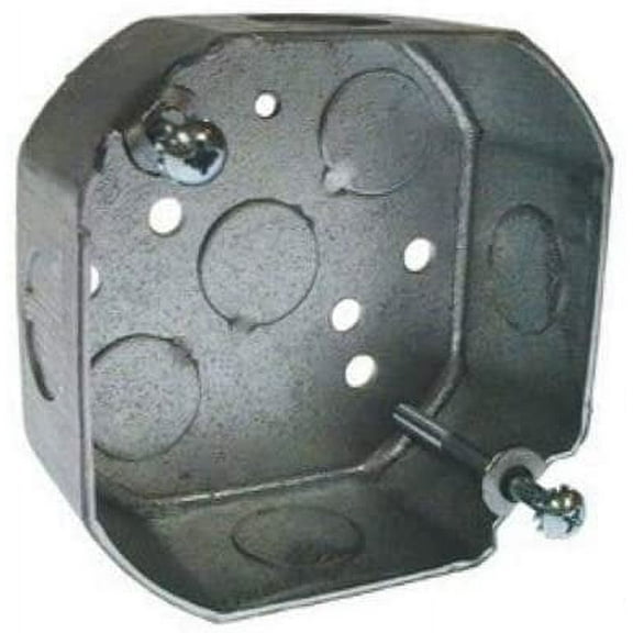 Hubbell-Raco 296-1 4" Octagon Ceiling Box, 1-1/2" Deep, KOs, Metallic
