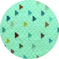 thumbnail image 1 of Ahgly Company Machine Washable Indoor Round Solid Turquoise Blue Modern Area Rugs, 8' Round, 1 of 4