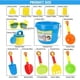 thumbnail image 2 of Beach Toys Set for Kids 14 Pcs Play Sand Toys Sand Pit Toys with Sun Glass, Bucket, Watering Can, Beach Spade Shovles, Rakes, Sand Sifter, Castle mold, 2 of 5