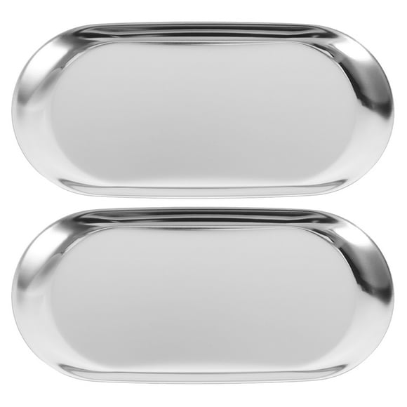 2pcs Durable Stainless Steel Tip Tray for Cafes Stainless Steel Tip Tray Restaurant Guest Check Bill Holder Food Serving Tray Jewelry Dish Bathroom Serving Platter for Cafes Shops