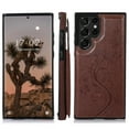 thumbnail image 2 of Dteck Case Compatible with Samsung Galaxy S25 Ultra,Magnetic Clasp Leather Wallet with Card Slot Butterfly Embossing Case Flip Kickstand Protective Phone Cover for Galaxy S25 Ultra,Brown, 2 of 5