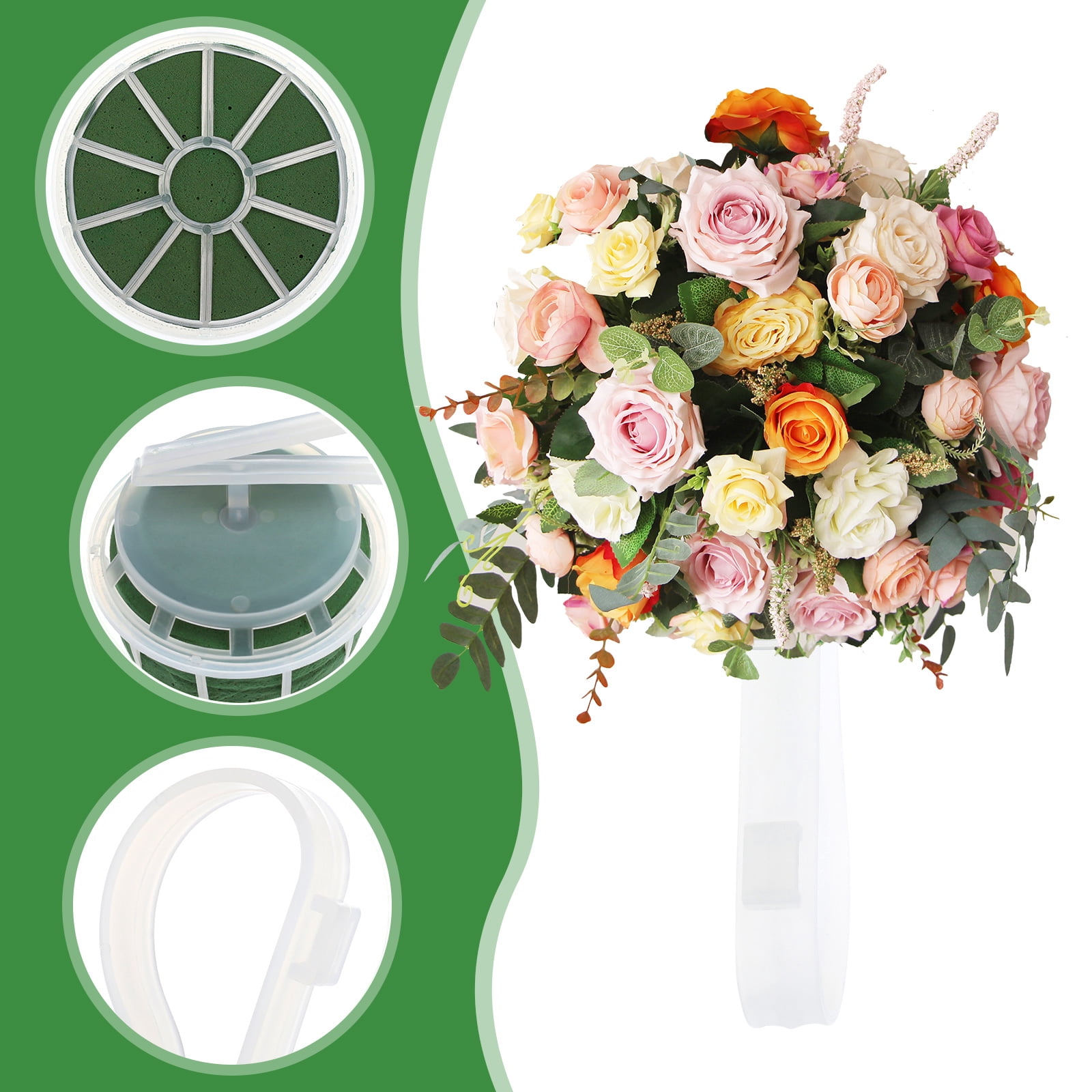 Amosfun Plastic Bridal Bouquet Holder Green Wedding Floral Handle for Pet Use 4Pcs