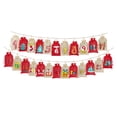 thumbnail image 2 of 24 bolsas de calendario de Adviento navideñas con pinzas de madera, ideales para decoración del hogar. Regalo con cordón ajustable. rojo y lino, 2 of 9