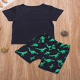 thumbnail image 3 of Little Baby Boys Summer Outfit Set  Short Sleeve  Neck Dinosaur Printed Top Short Loose Elastic Band Pants Set 2PCS, 3 of 6
