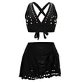thumbnail image 5 of High Waisted Bikini Sets for Women 3 Piece Tummy Control Ruched Swimsuits Cutout Bathing Suit with Skirt, 5 of 9