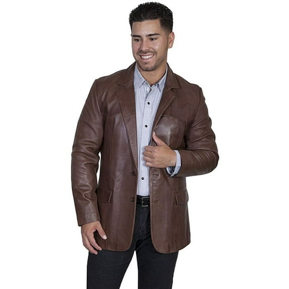 Western Blazer Mens Lambskin Button Vent Chocolate 501-427