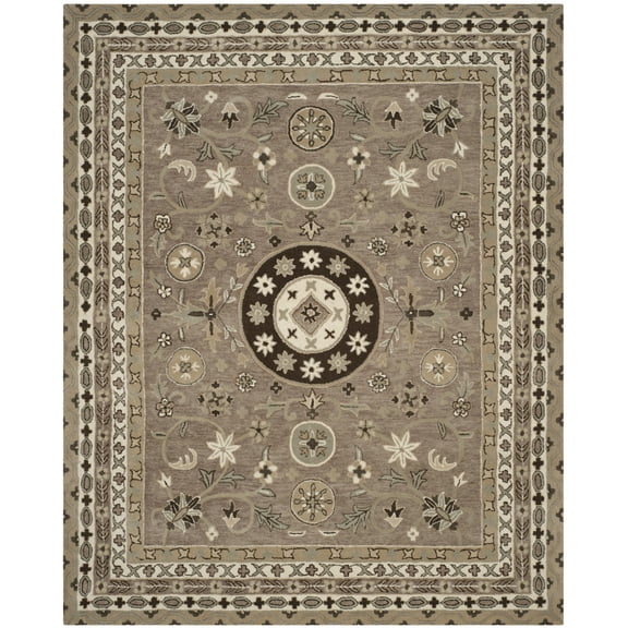SAFAVIEH Bella Leah Oriental Wool Area Rug, Taupe/Light Grey, 8' x 10'