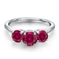 thumbnail image 3 of Gem Stone King 925 Sterling Silver Red Created Ruby Engagement Ring for Women | 2.20 Cttw | Round 6MM | Gemstone July Birthstone | Size 6, 3 of 6