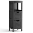 thumbnail image 1 of Costway Bathroom Wooden Floor Cabinet Multifunction Storage Rack Stand Organizer Black, 1 of 9