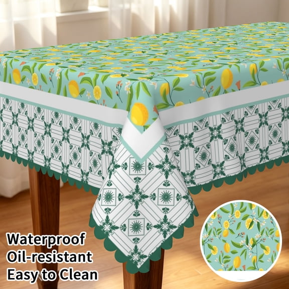 Tchckioa Green Leaves Tablecloth for Kitchen,Rectangle Waterproof Table Cover Decor,60x102 Inch