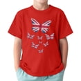 thumbnail image 1 of GPOECD T-Shirts Graphiques Papillons Drapeau Britannique Imprimé Manches Courtes pour Garçons Filles 1-13 Ans Hauts Mignons Rouge,110, 1 of 3