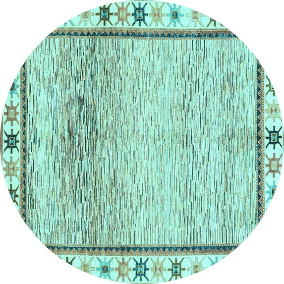 Ahgly Company Indoor Round Abstract Light Blue Modern Area Rugs, 4' Round