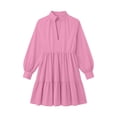 thumbnail image 6 of Guieoi Womens Dresses Plus Size Long Sleeve Solid-Color V-Neck Layered Ruffled Skirt—Casual Office Wedding Guest Short Style Midi Dress Pink XXXL, 6 of 7