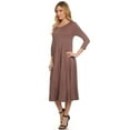 thumbnail image 2 of Women's Comfortable 3/4 Sleeve Midi Dress – Solid A-Line Casual Fit, 2 of 4
