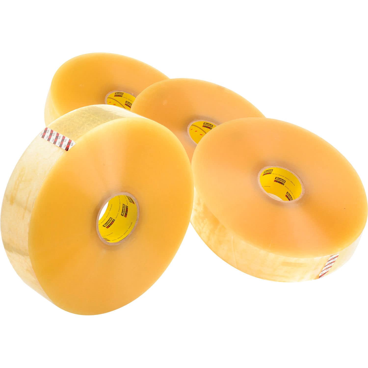 Scotch 375 3" x 1000 Yds. Machine Length Carton Sealing Tape, 3.1 Mil Clear, Lot of 4
