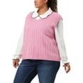 thumbnail image 4 of Unique Bargains Women's Plus Size Pullover Vest V Neck Plaid Preppy Sweater 4X Pink, 4 of 6